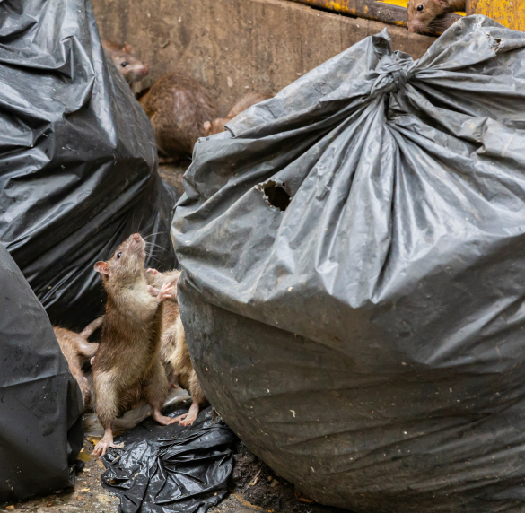Rats dans les poubelles