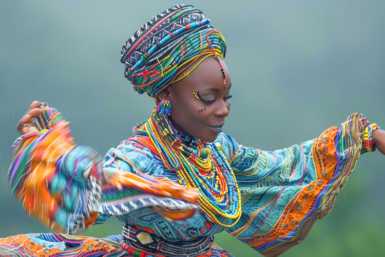 Danseuse Benin tenue traditionnelle