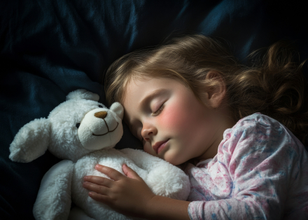 Enfant dort avec son doudou